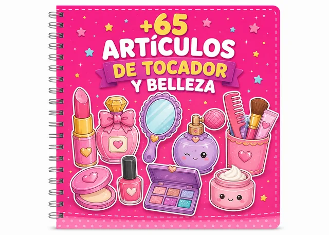 Cuaderno del bono +65 Artículos de Tocador y Belleza con labial, perfume, espejo y paleta de maquillaje